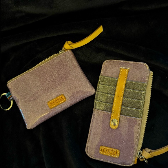 Consuela Glitter card organizer wallet and matching change pouch with - Picture 1 of 7